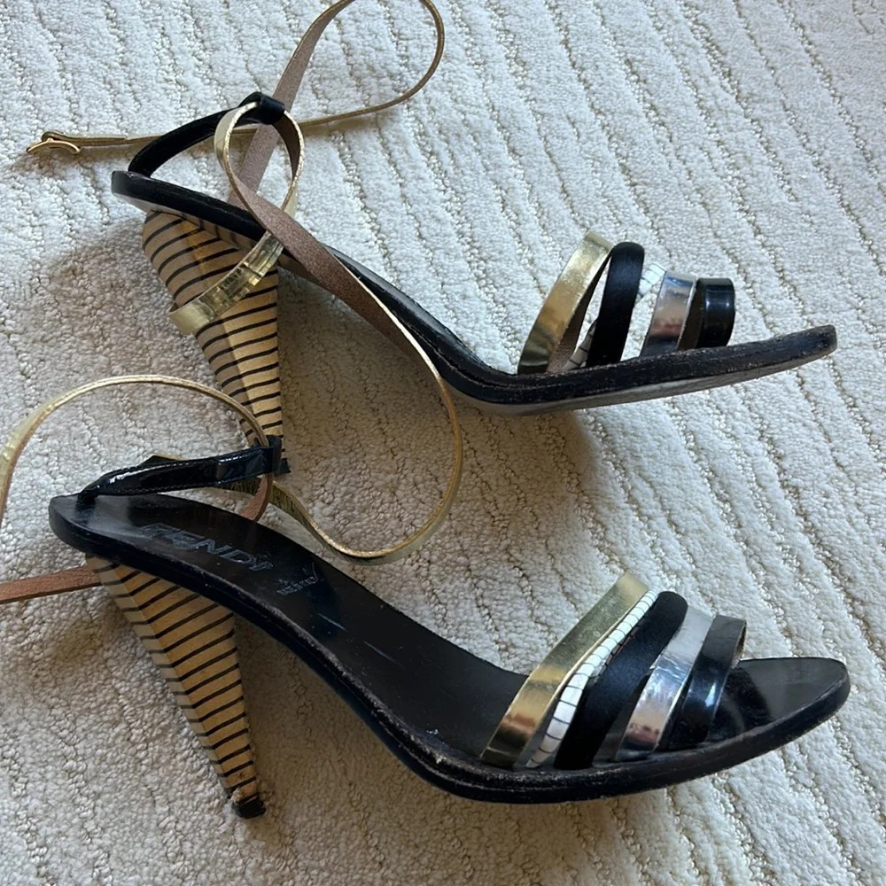 Fendi Sandalo Vern Strappy Heels View 3